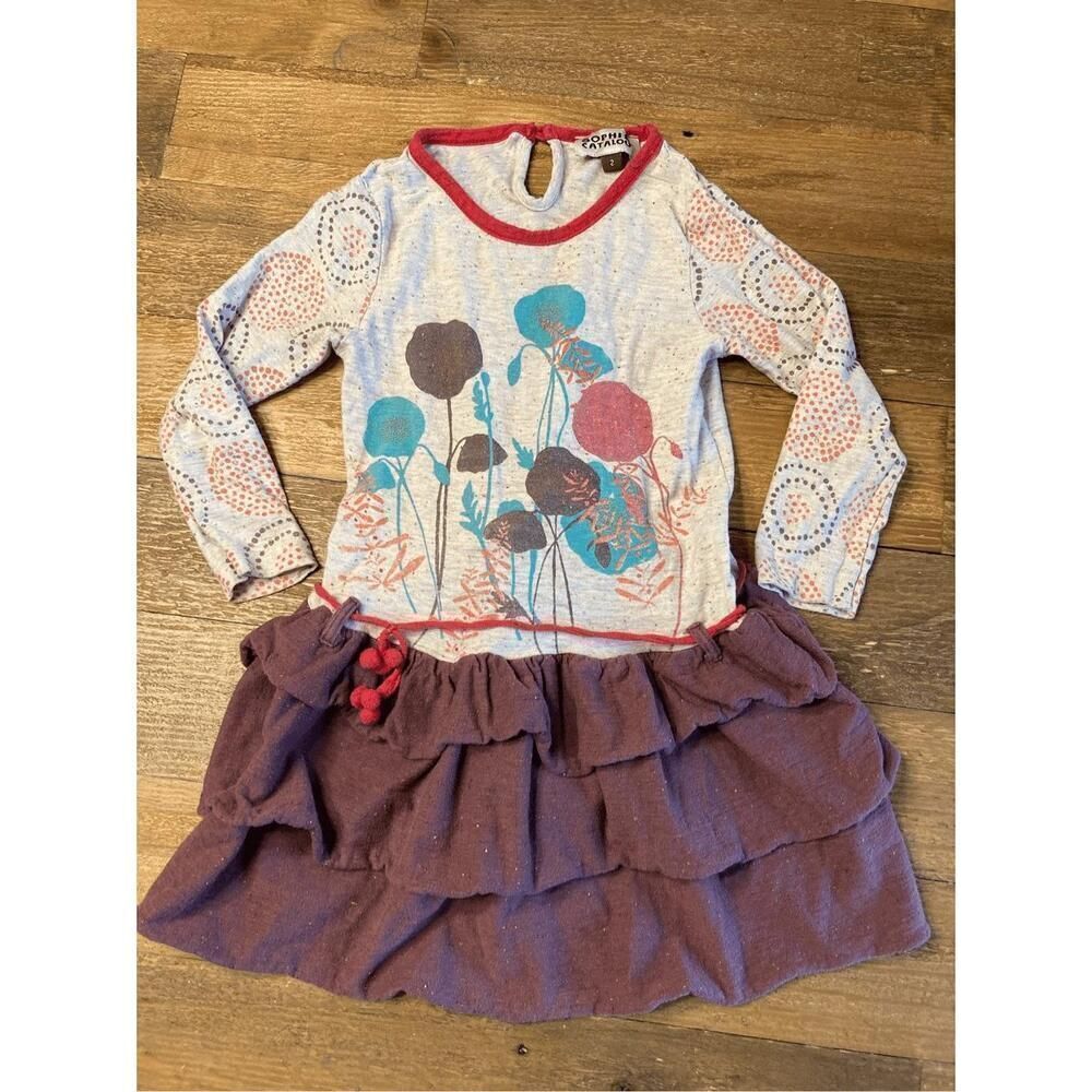 Sophie Catalou size 2 dress toddler girls floral brown red